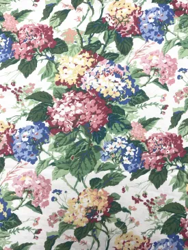1 3/4 YD Cotton Duck Vintage - Off White with Multicolored Hydrangeas