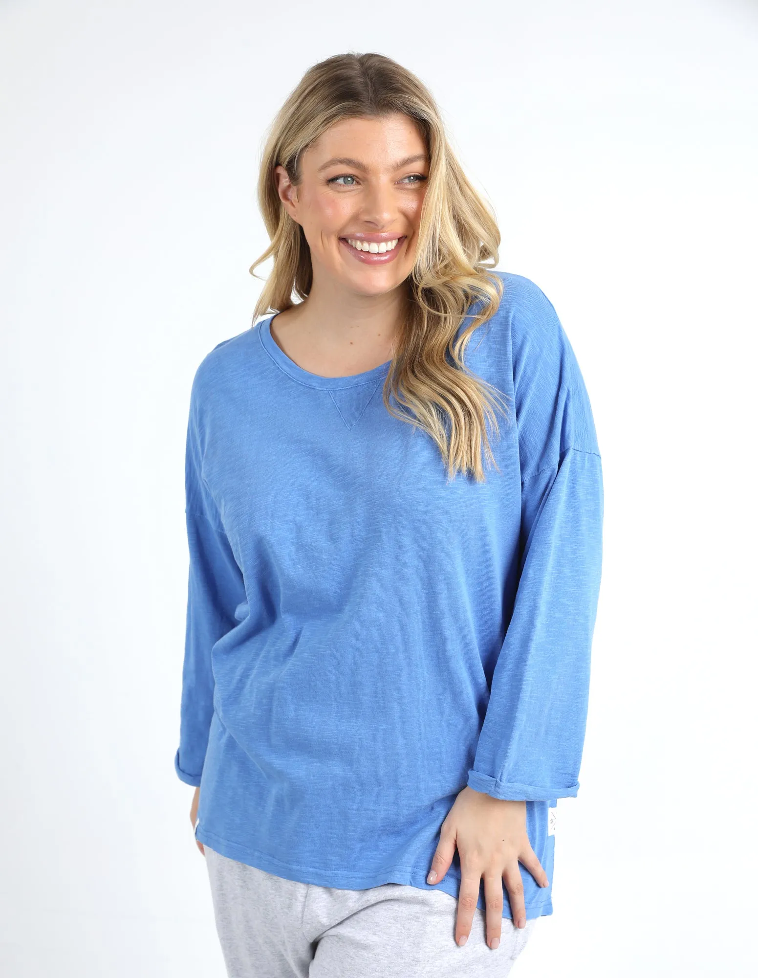 Annie 3/4 Sleeve Tee Cerulean Blue
