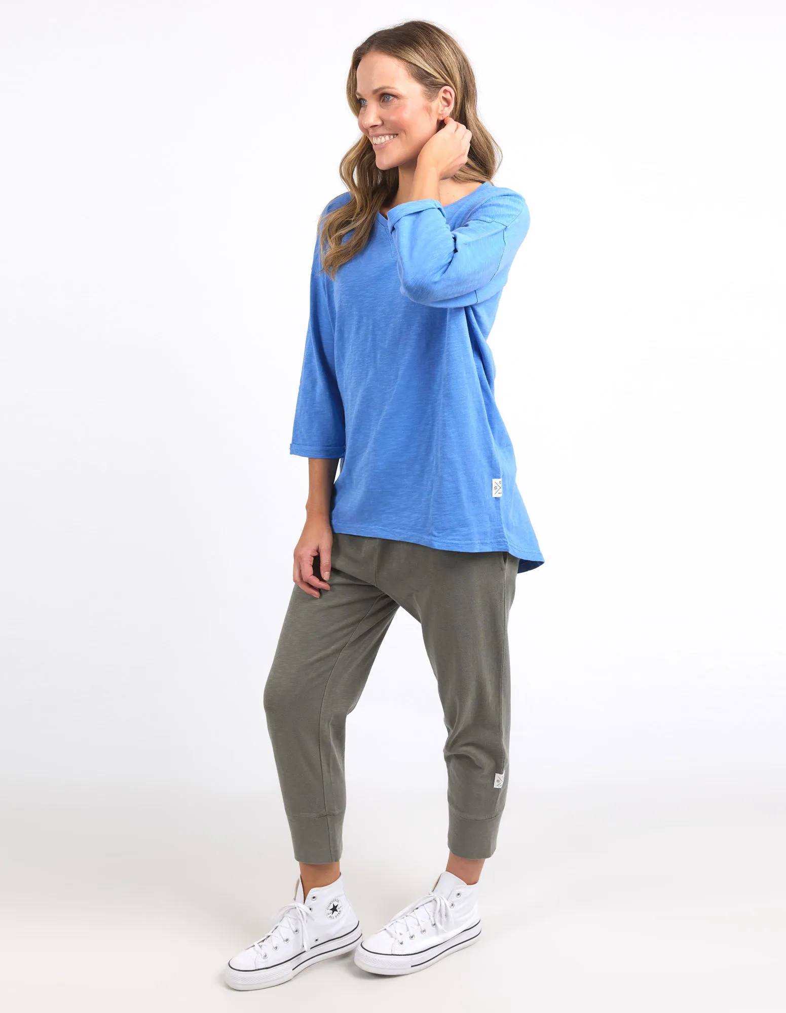Annie 3/4 Sleeve Tee Cerulean Blue