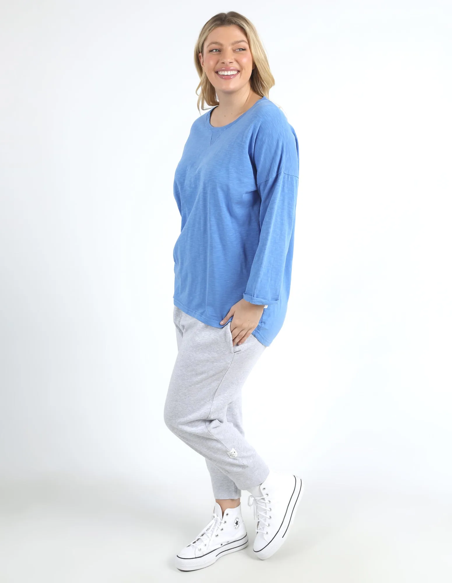 Annie 3/4 Sleeve Tee Cerulean Blue