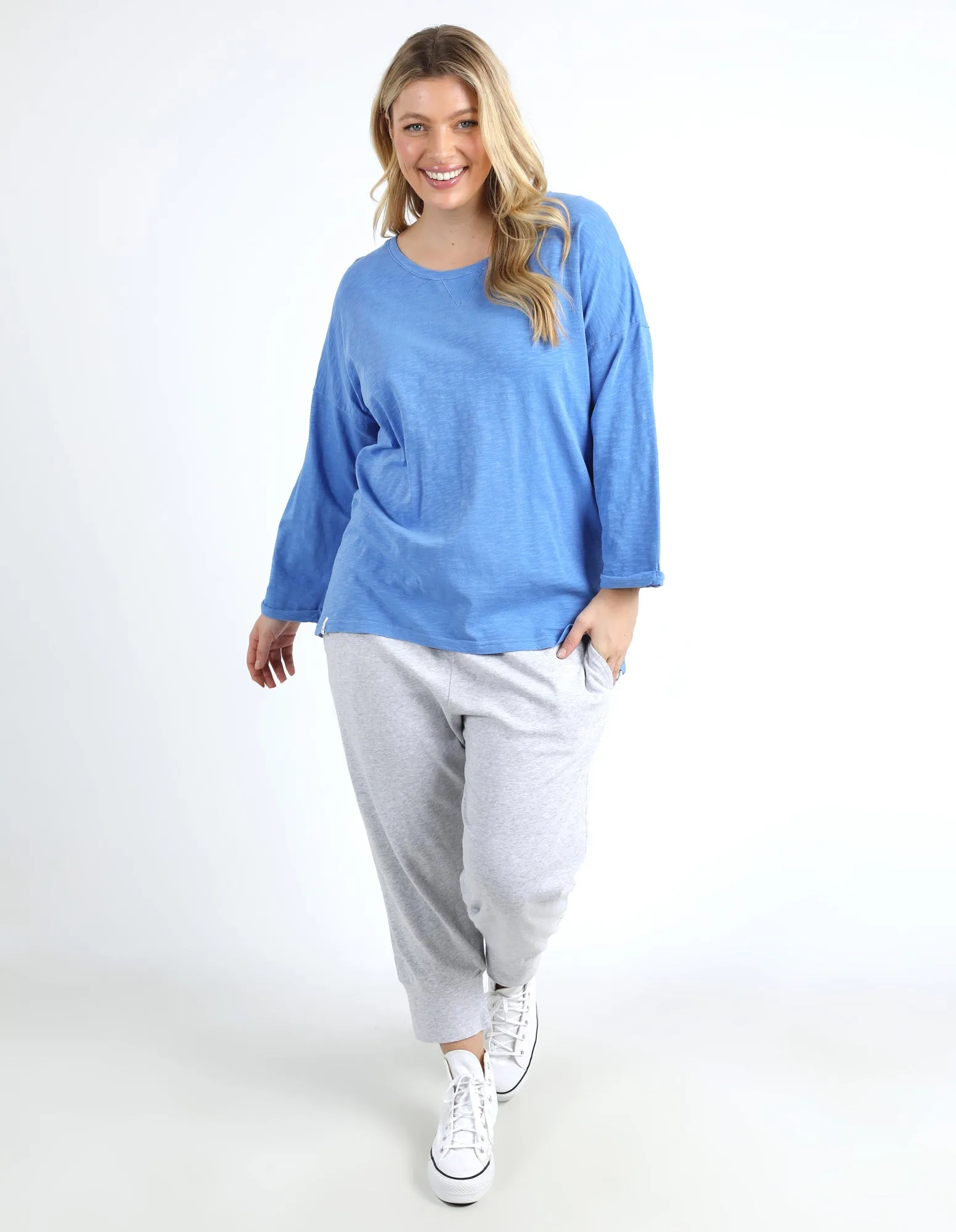 Annie 3/4 Sleeve Tee Cerulean Blue