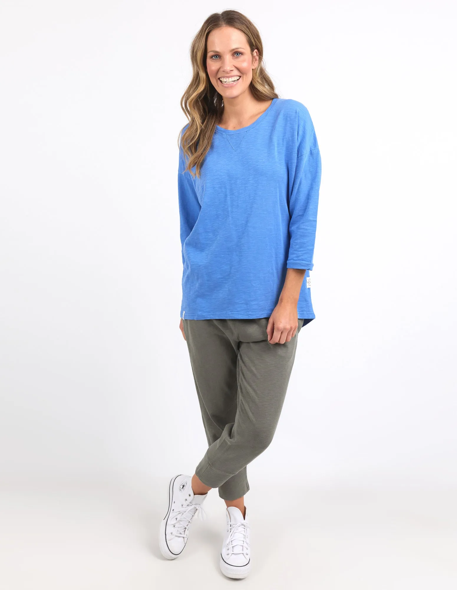 Annie 3/4 Sleeve Tee Cerulean Blue