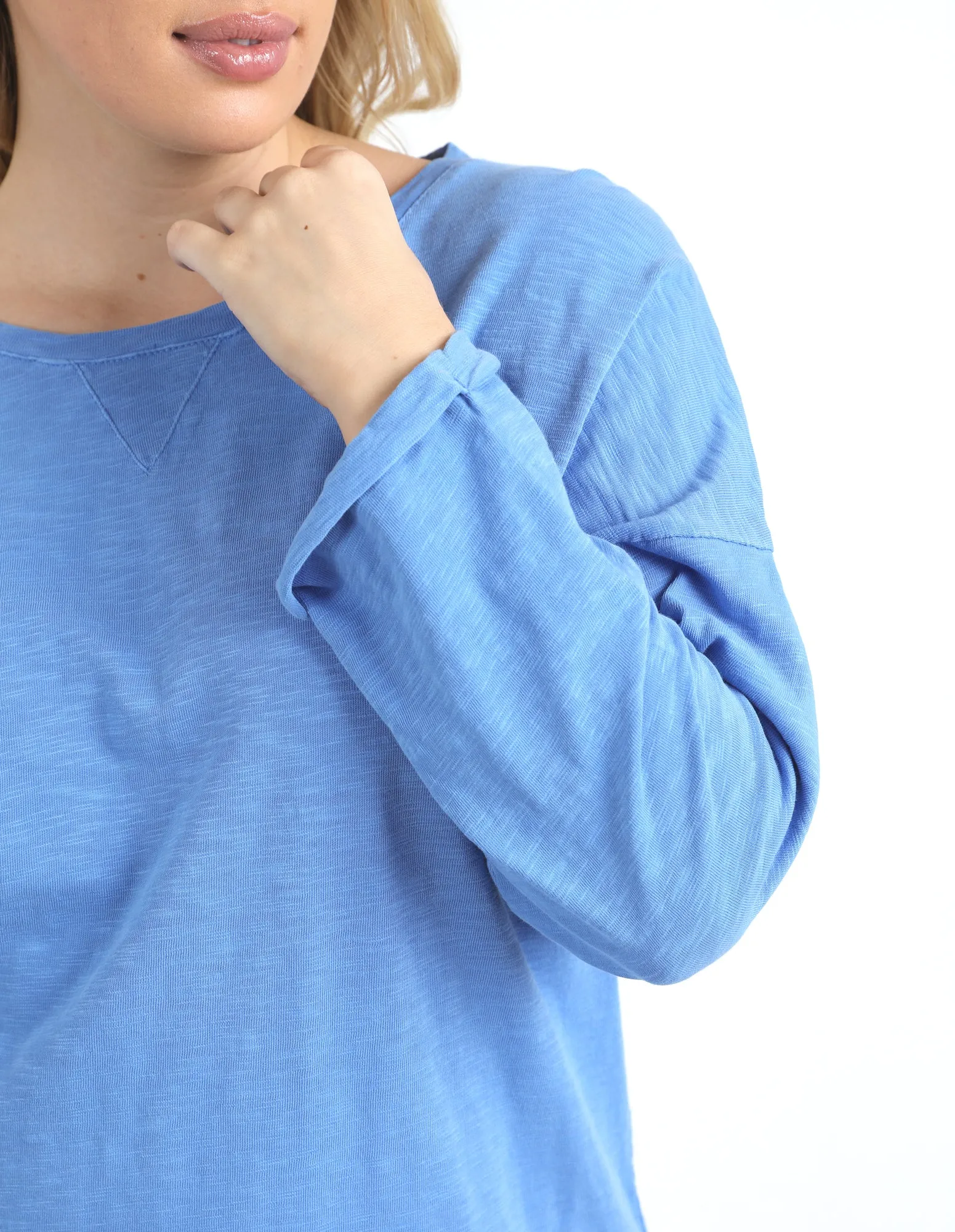 Annie 3/4 Sleeve Tee Cerulean Blue