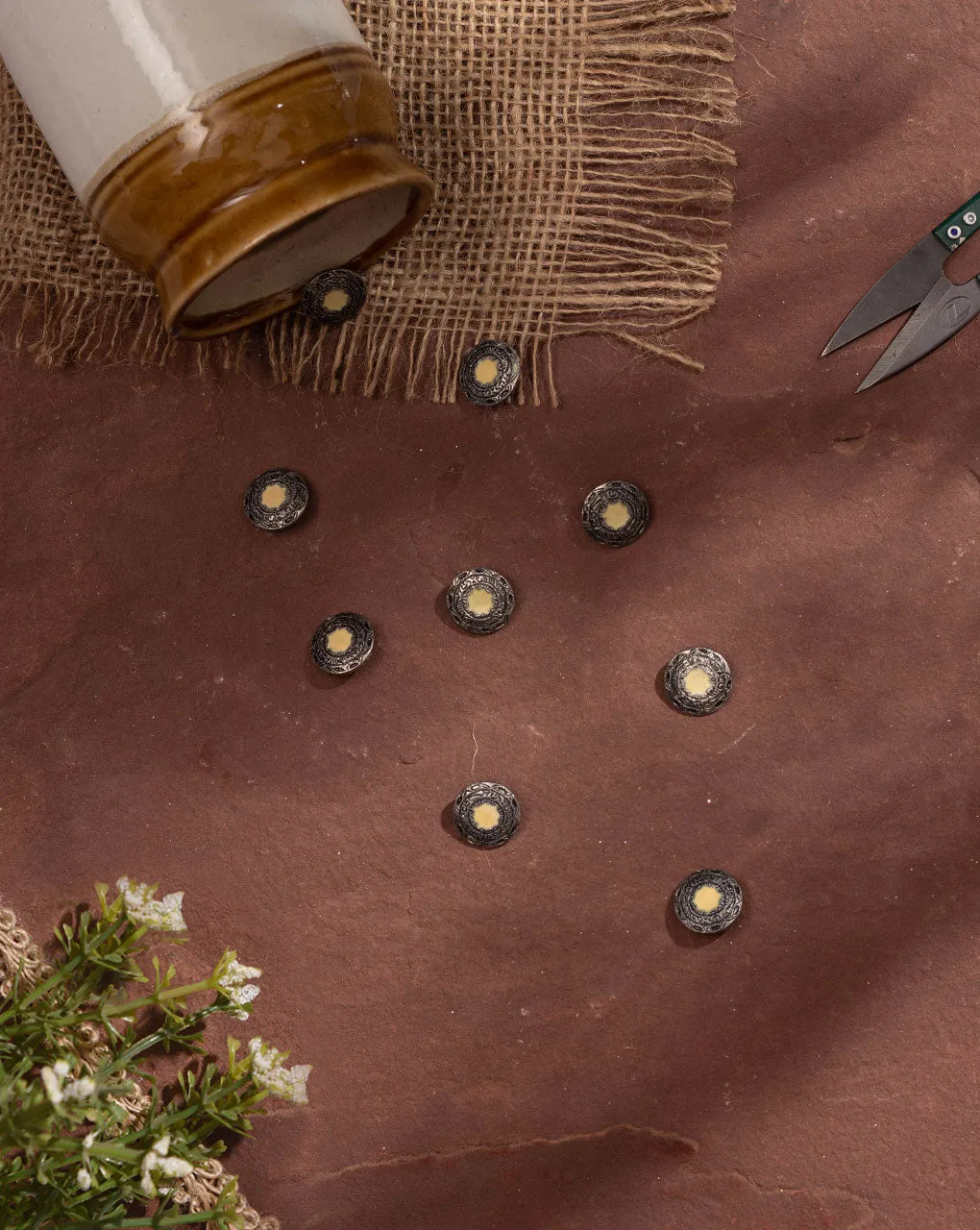 Antique Metal Casting Button ( Set Of 6 )