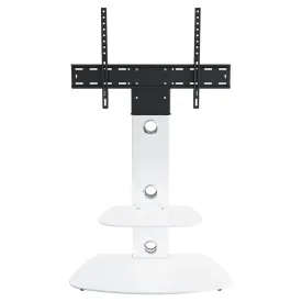 AVF Lucerne 70CM Curved Pedestal TV Stand - Satin White & White Glass | FSL700LUCSWW