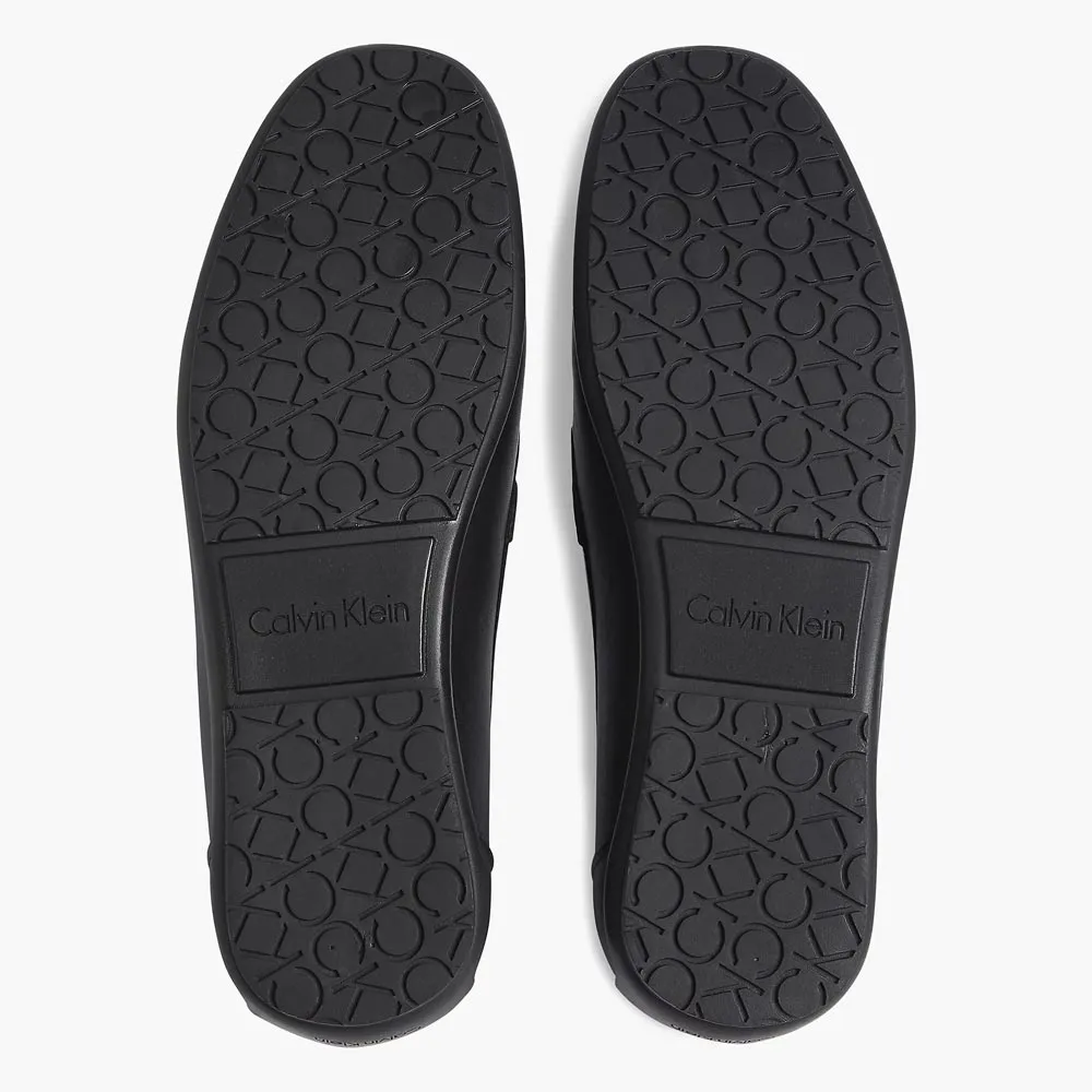 Bold Logo Leather Driving Shoe - Black