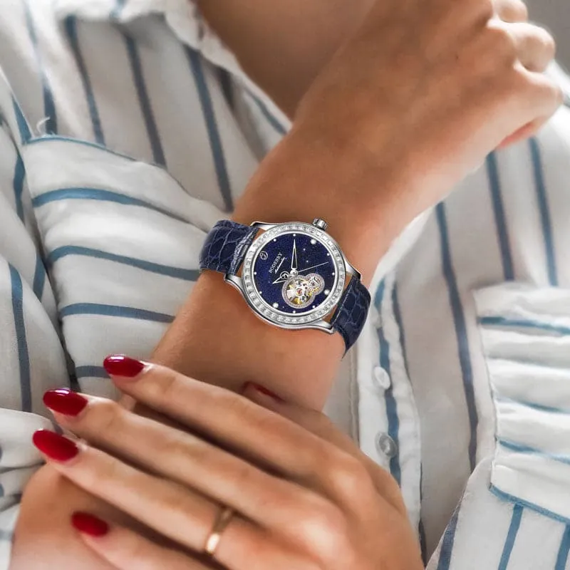 DRAGONFLY - Luxury Women Automatic Watch | Crystal Silver Case