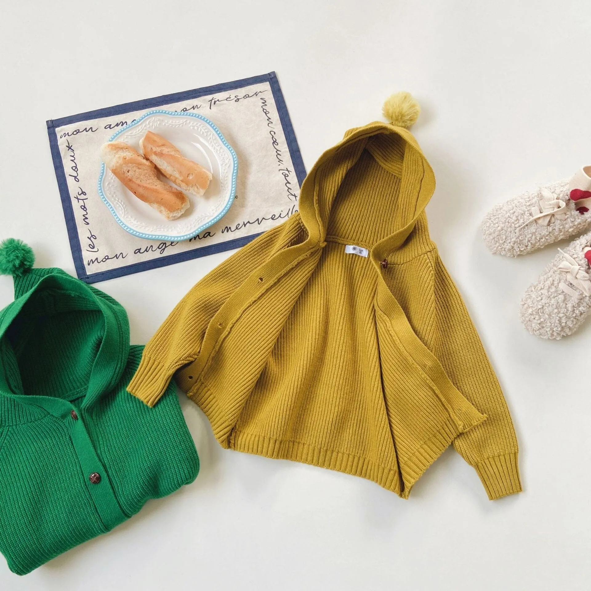 Elf Pompom Hooded Cardigan Sweater