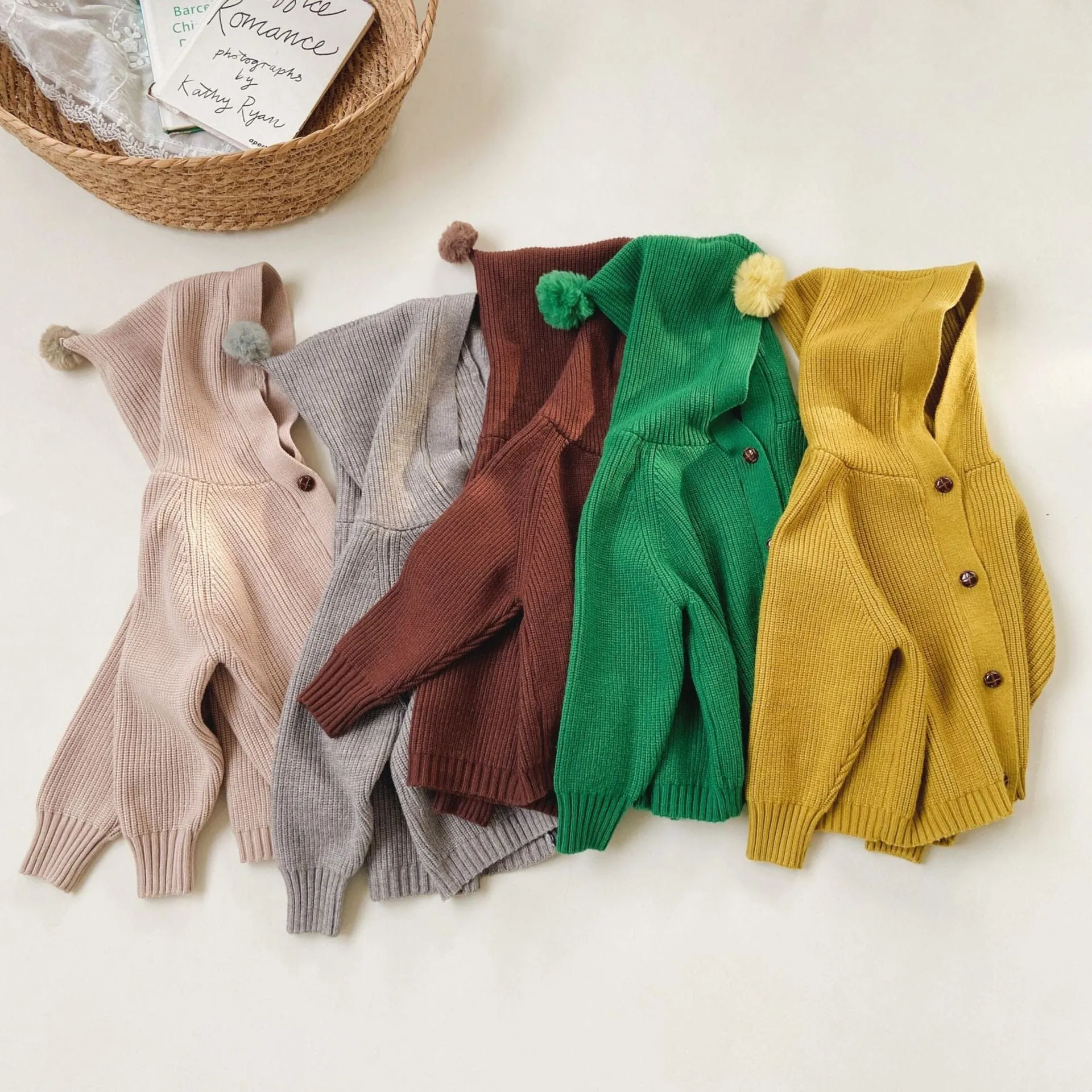 Elf Pompom Hooded Cardigan Sweater