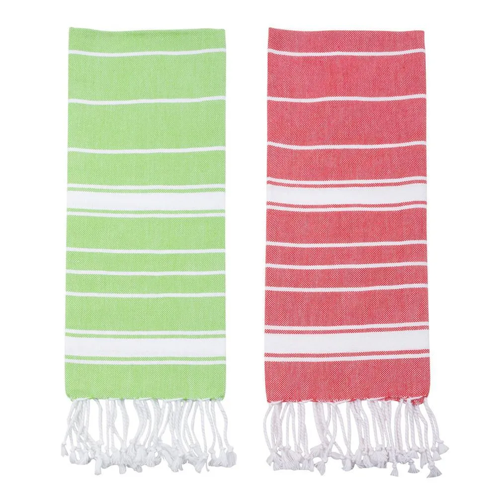 Holiday Fringe Stripe Dishtowel