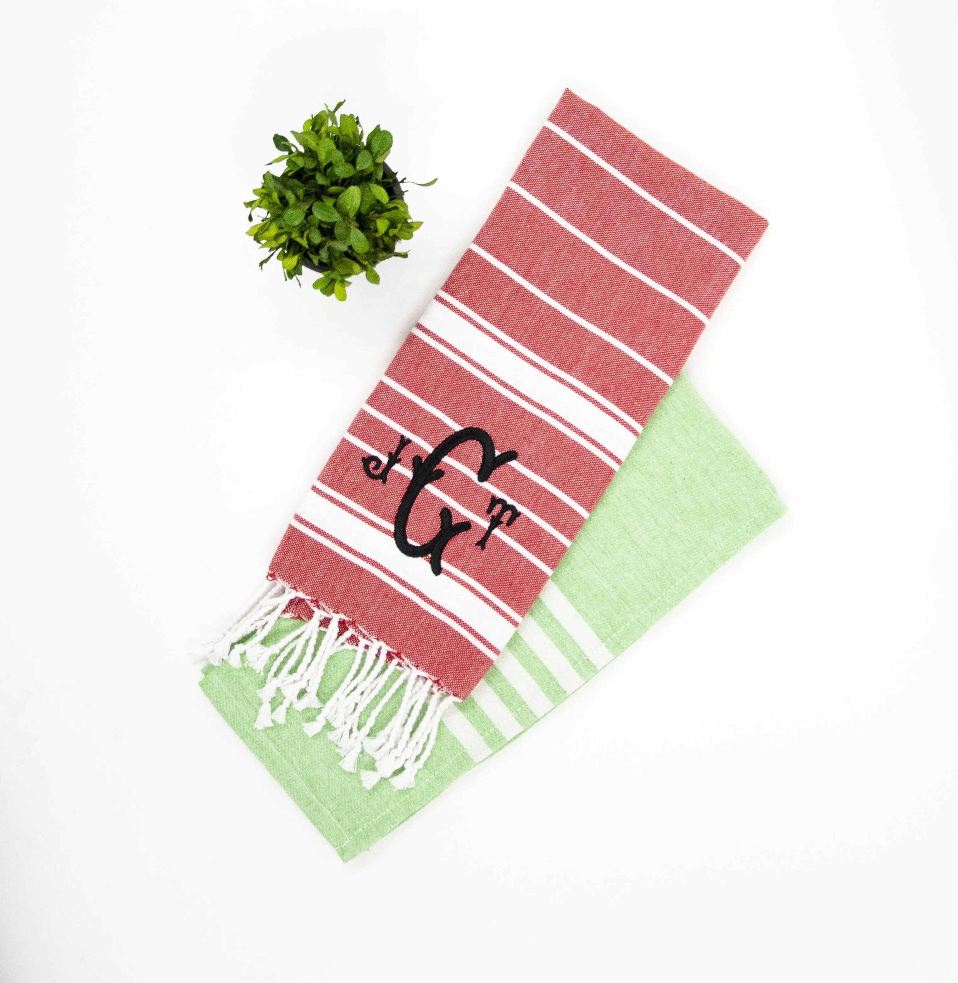 Holiday Fringe Stripe Dishtowel