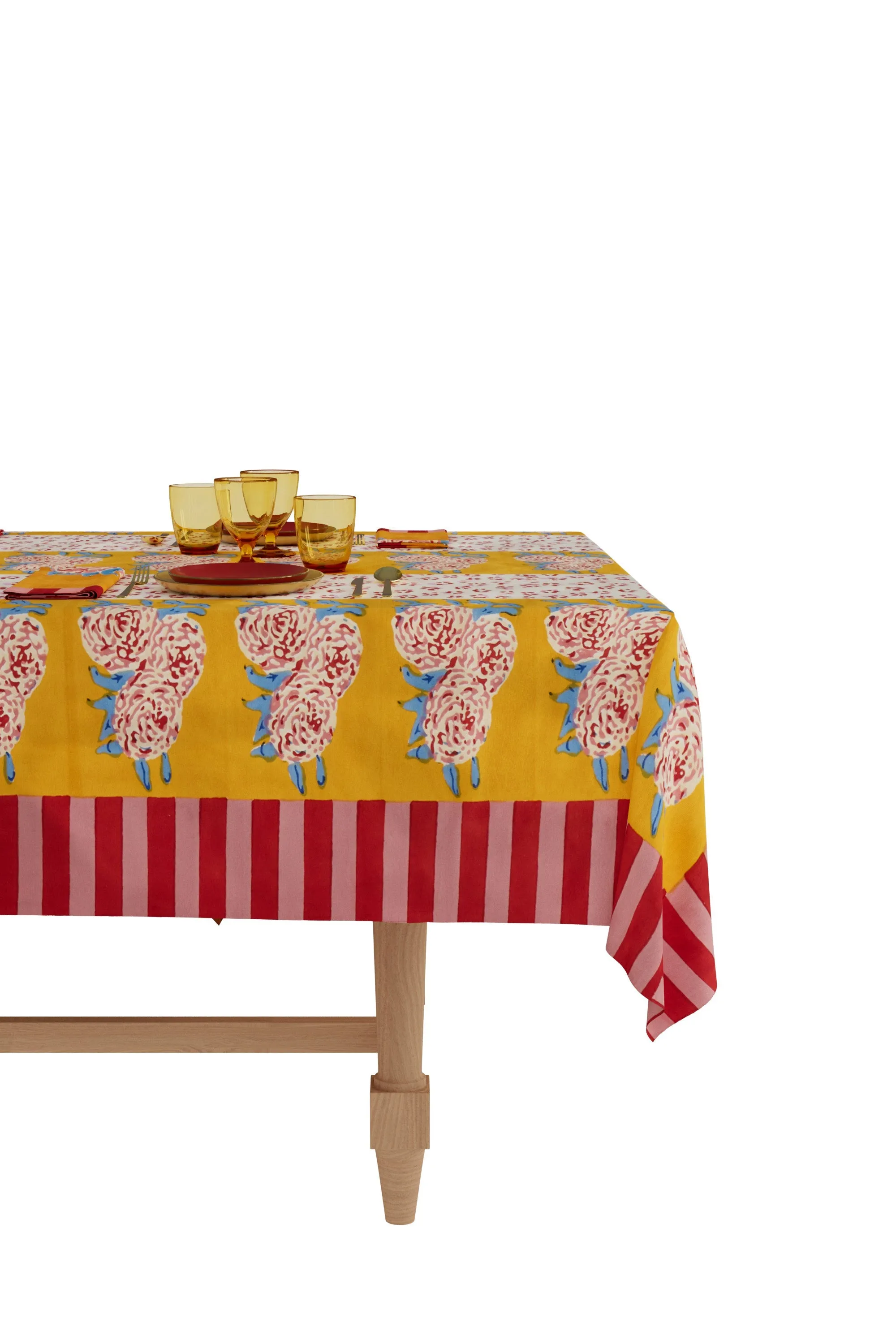 Large Rectangular Tablecloth in Gold Leopard Stripes