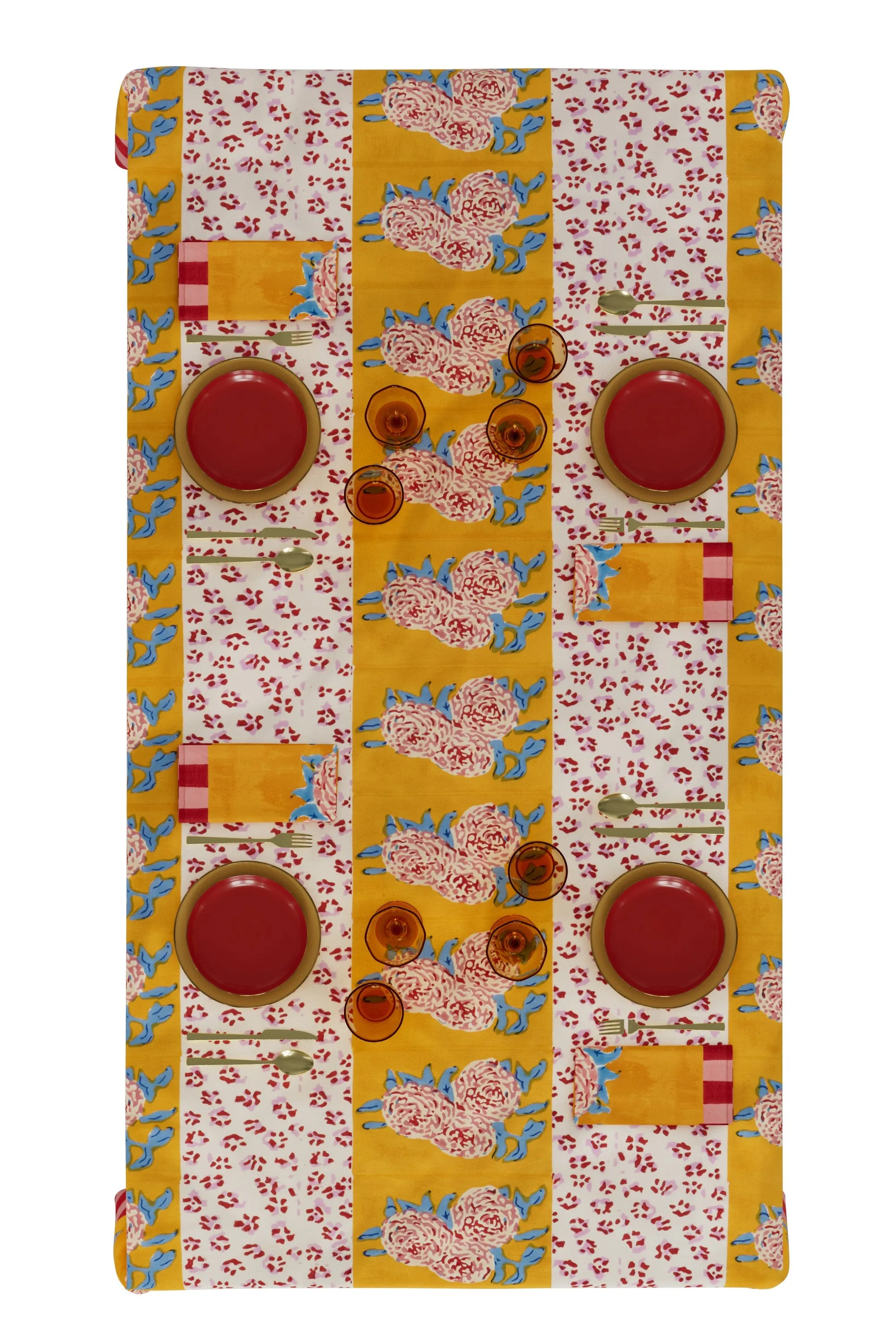 Large Rectangular Tablecloth in Gold Leopard Stripes