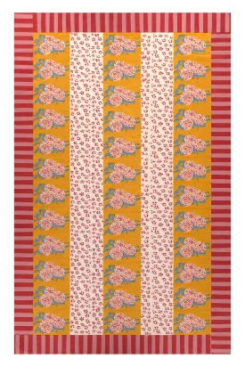 Large Rectangular Tablecloth in Gold Leopard Stripes