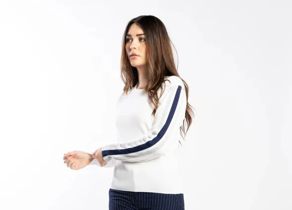 Racer Sweater - Pearl / Ink / Silver