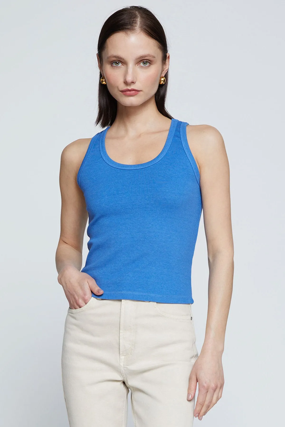 Stateside Luxe 2x1 Rib Classic Tank in Club Blue