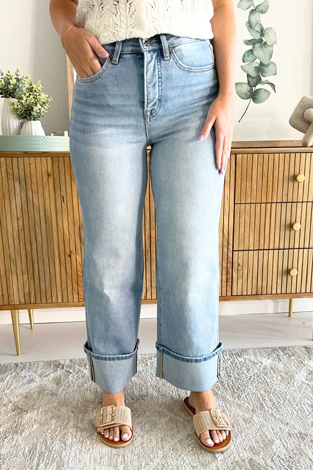 Super High Wide Leg With Cuffed Hem