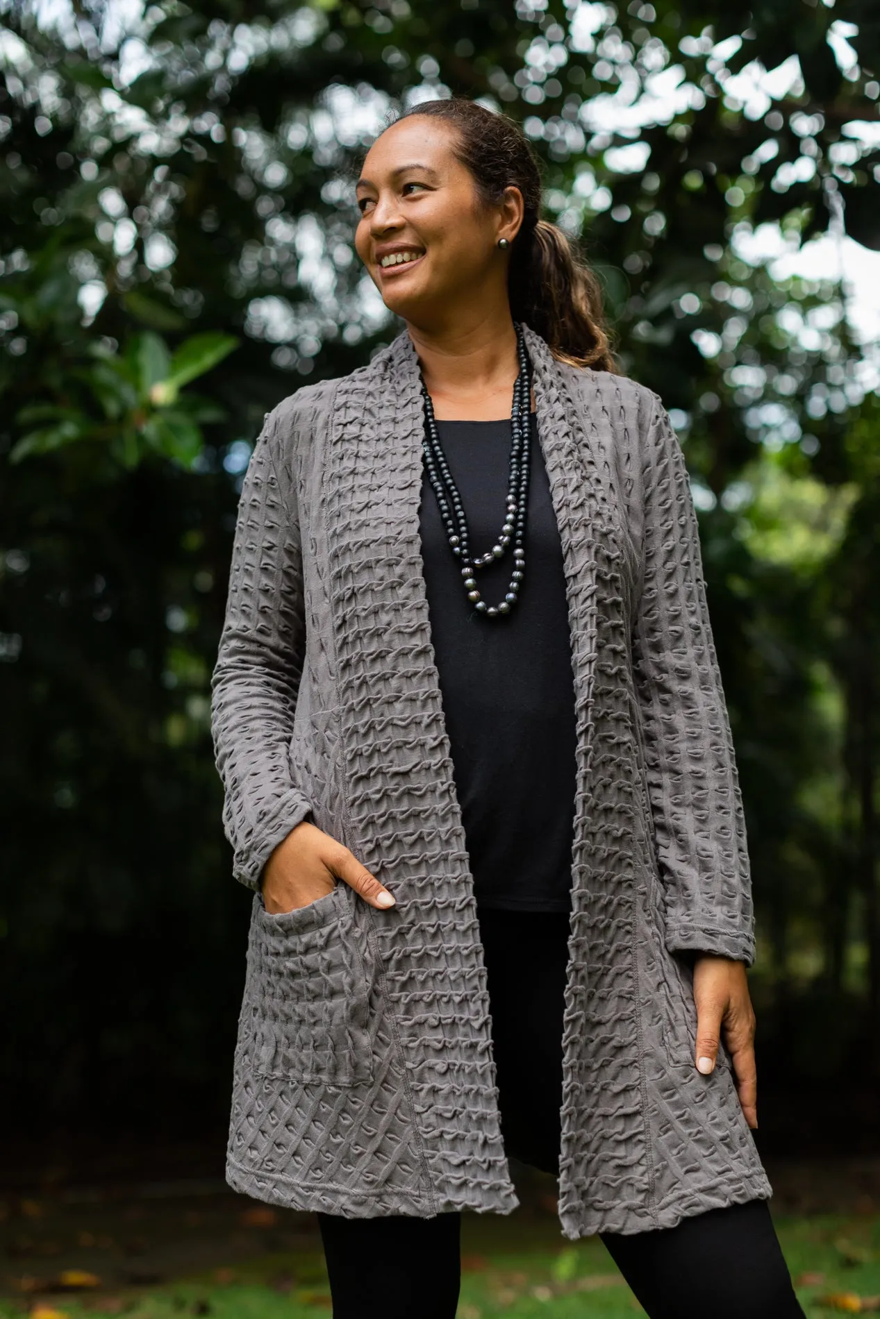 Waffle Weave Long Jacket