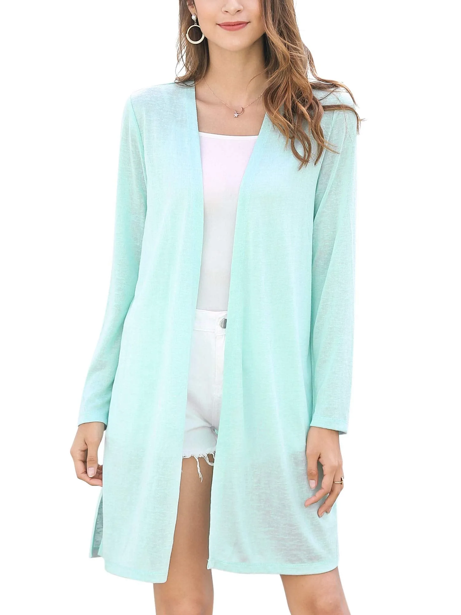 Women's Draped Open-Front Long Cardigan Sweater